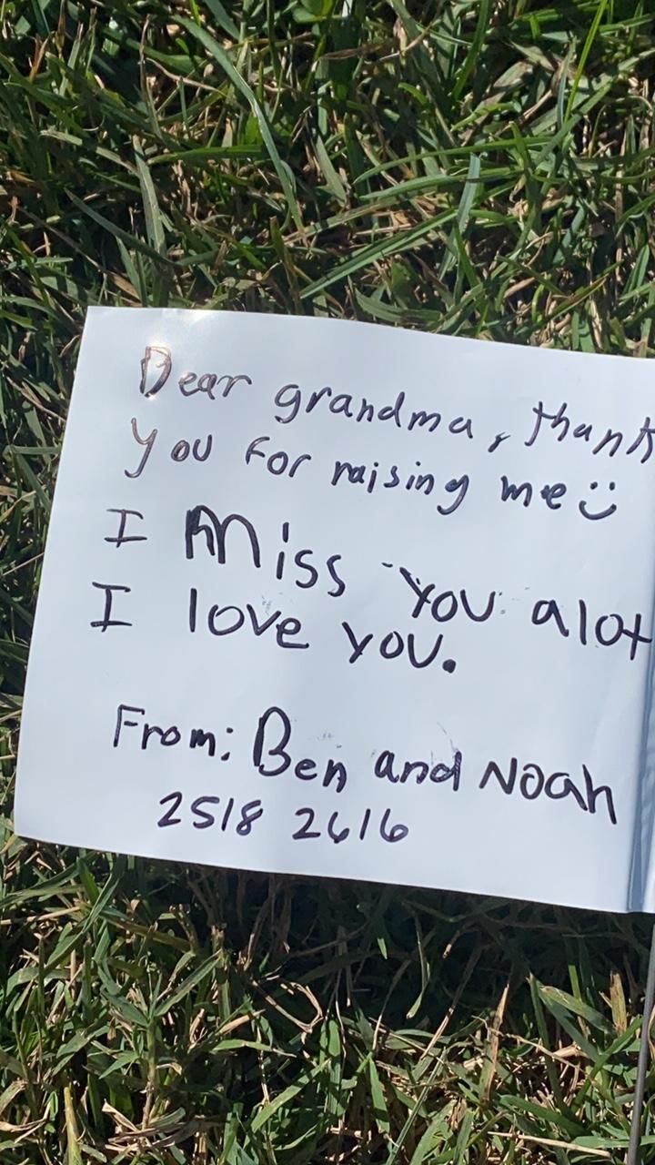 DEar grandma, thank you for raising me smiley face. I miss you alot. I love you. From:Ben and Noah