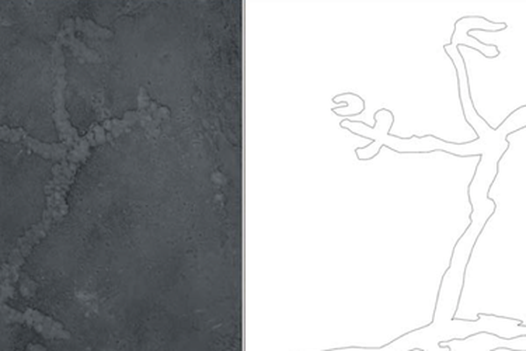 A photograph (A) and outline (B) of the human-like drawing