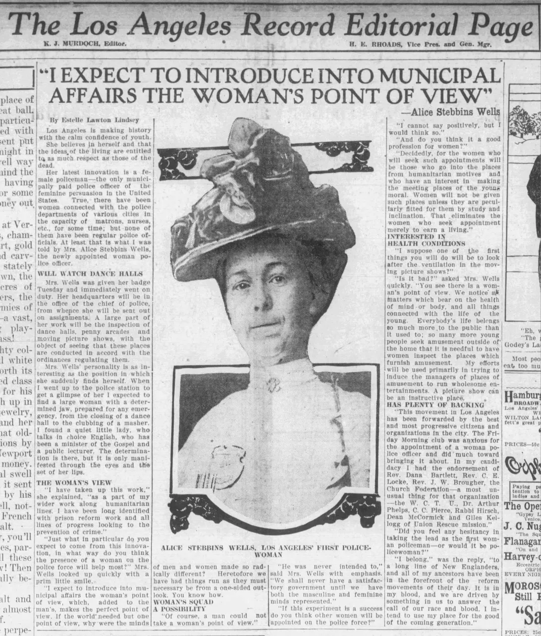 A September 1910 newspaper article about Wells