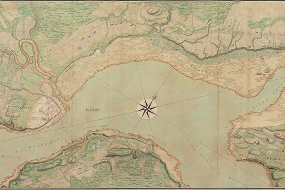 Map of the St Lawrence River in Quebec in 1759 during the French and Indian War - mobile