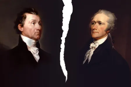 James Monroe (L) and Alexander Hamilton (R) nearly dueled each other, but an unlikely political ally stepped in