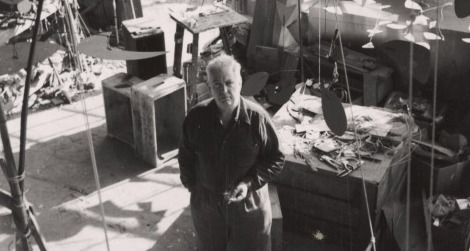 Sculptor Alexander Calder in his studio