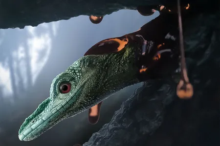 An artist’s rendering of Oculudentavis naga