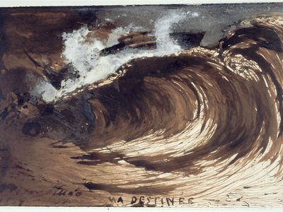 Ma destinée (My destiny), 1867. Brown ink and wash and white gouache on paper. 