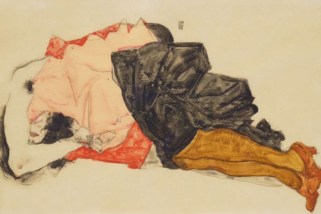 “Woman Hiding Her Face” by Egon Schiele