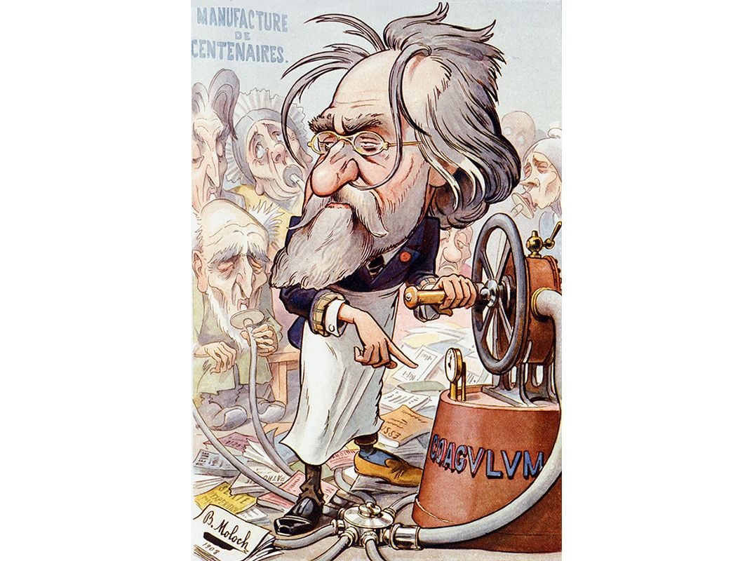 A 1908 caricature of Metchnikoff