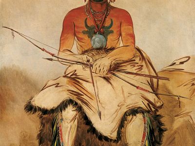 Working rapidly in the West, Catlin focused on faces (as in a 1832 portrait of Pawnee warrior La-dà³o-ke-a) and filled in details later.