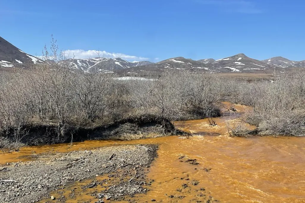 An orange tributary of the Kugororuk River.