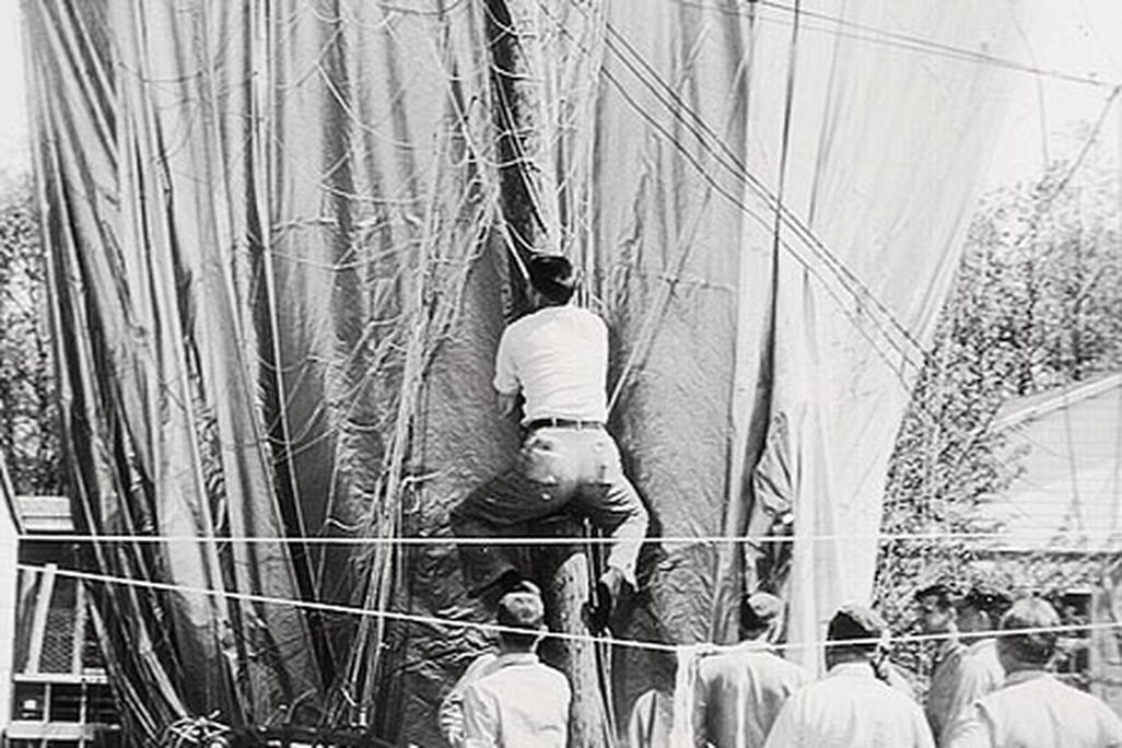 A less-than-dignified descent and landing.
