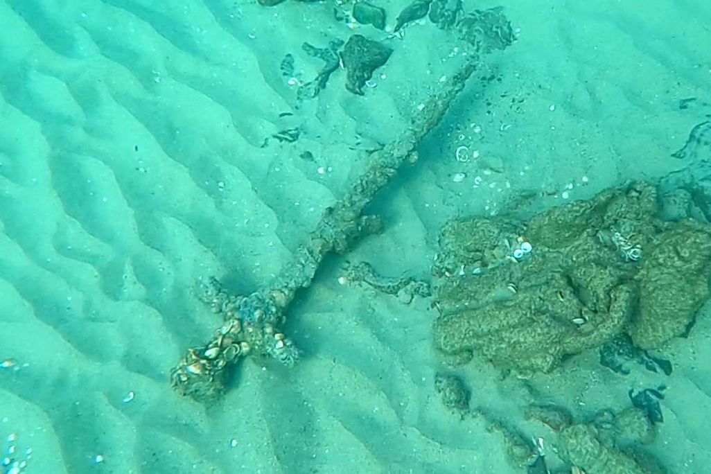 The sword seen on the seabed