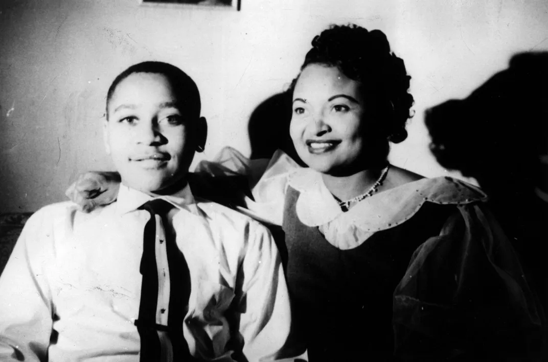 Emmett Till and his mother, Mamie Till-Mobley, at home in Chicago