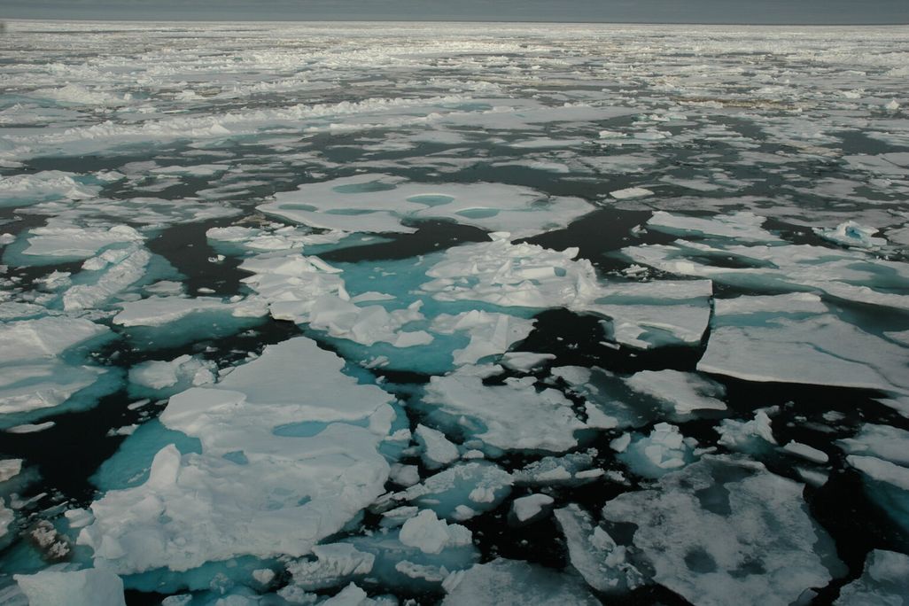 blue-white sea ice