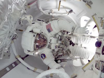 Inside the space station’s Quest airlock.