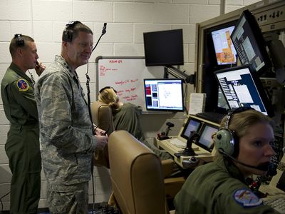 A Remotely Piloted Aircraft training simulation at Holloman Air Force Base in New Mexico. 