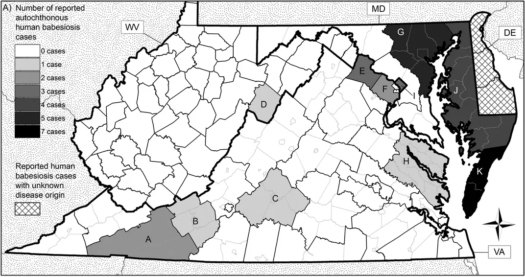 Map showing Virginia, Maryland and Delaware