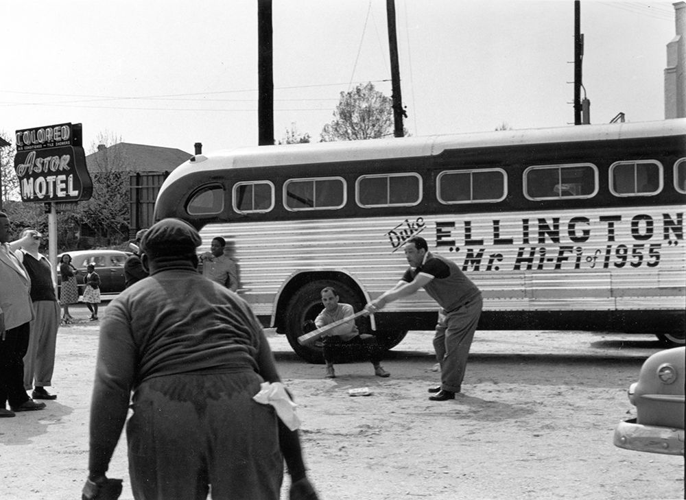 Duke Ellington and band members playing baseball