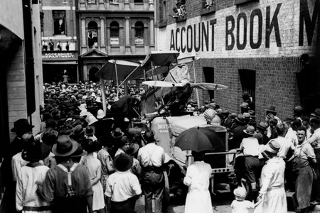 In this image from the State Library of Queensland, crowds come to see the Avro Avian in Brisbane shortly after Australian aviator Bert Hinkler made the first solo flight in it from Britain to Australia in 1928.

Photo courtesy State Library of Queensland, Australia