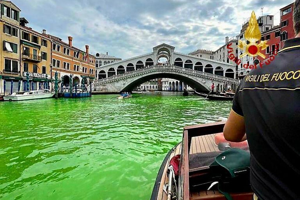 Green water and historic bridge