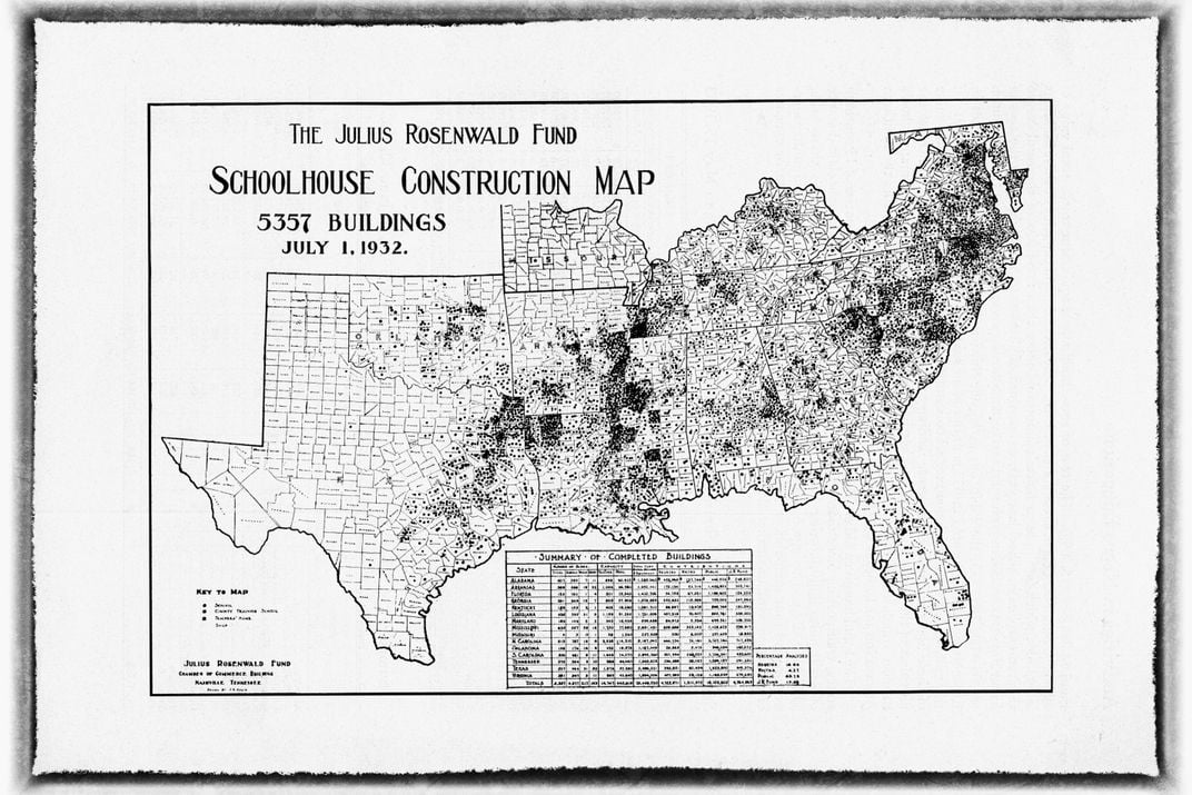 Julius Rosenwald Fund Schoolhouse Construction Map