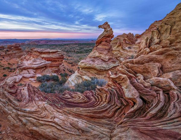 Sunset at South Coyote Buttes rock formation thumbnail