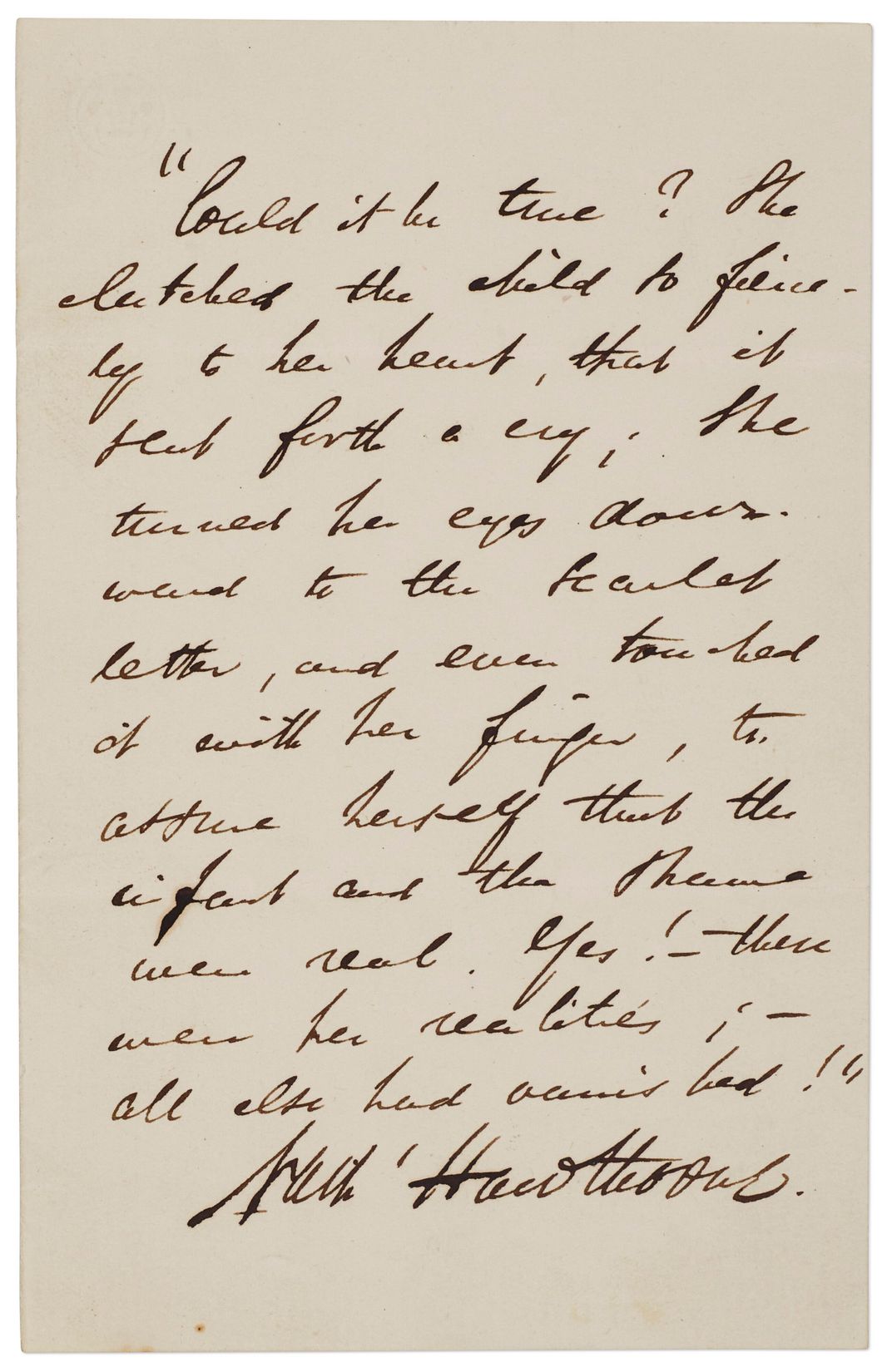 Page from the Hawthorne family copy of The Scarlet Letter, together with the only known autograph manuscript of any portion of the novel in private hands