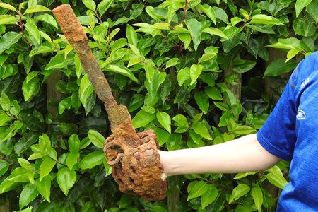 Ten-year-old Fionntan Hughes found the sword on his first day using a new metal detector.