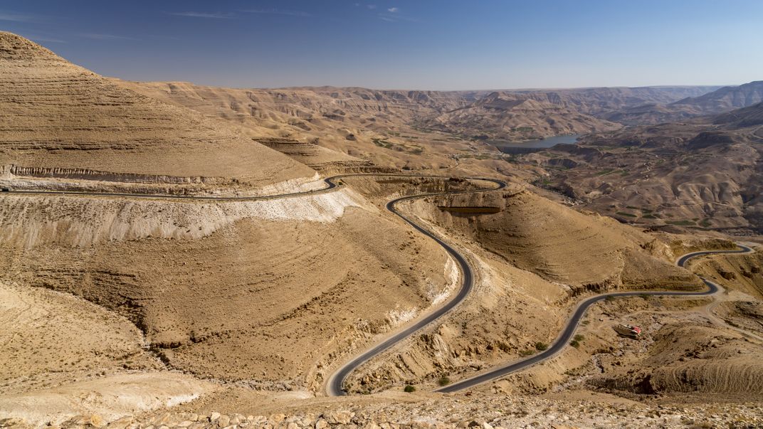 Winding desert road to Mt. Nebo