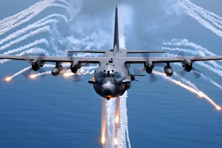A Spectre jettisons flares during training in 2007.