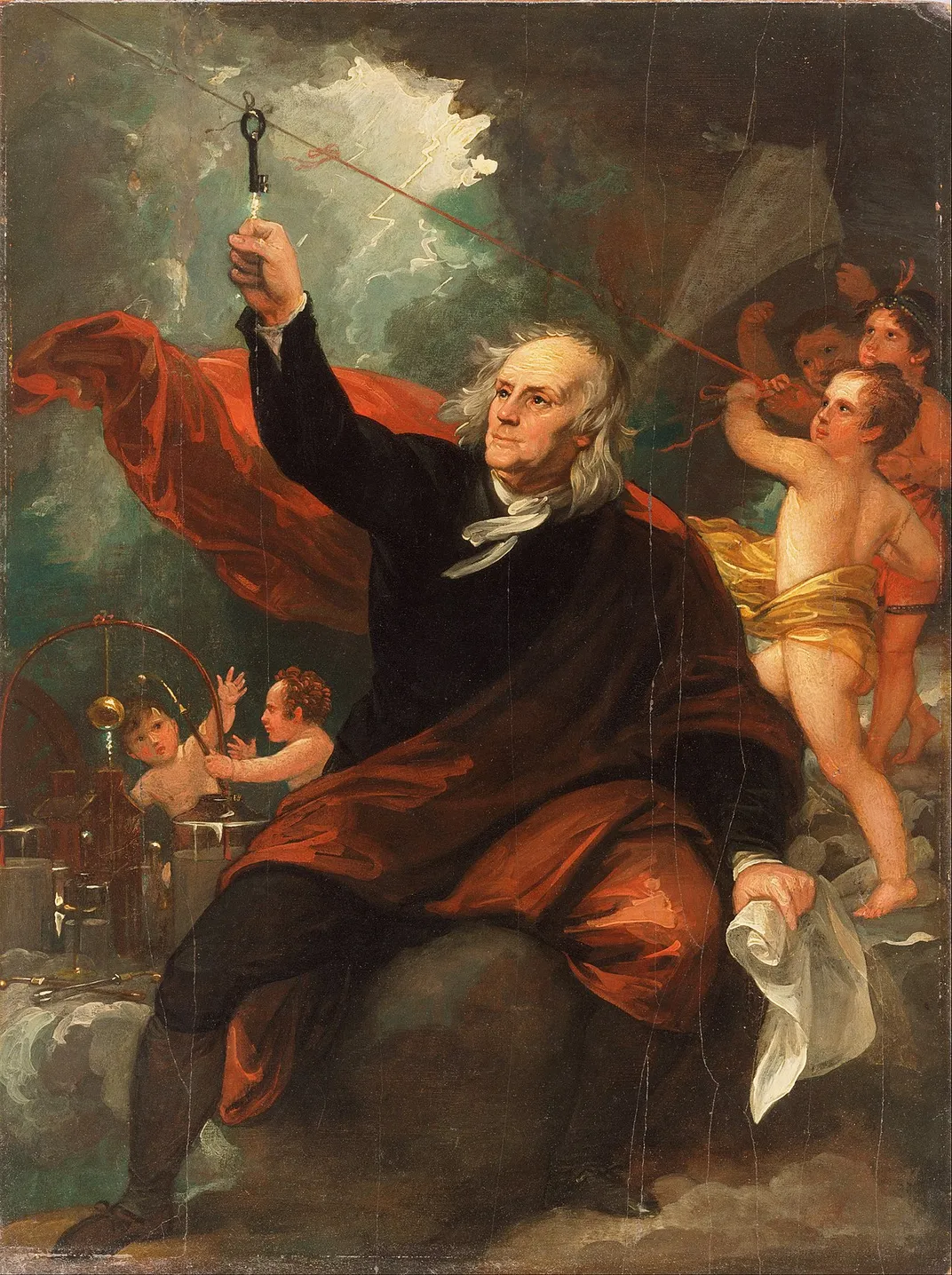 Benjamin West, Benjamin Franklin Drawing Electricity From the Sky, circa 1816