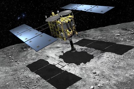 Coming in 2018: Hayabusa 2 with its sampling horn extended.