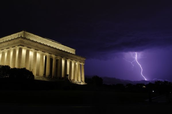 Lightning flash at the Lincoln Memorial thumbnail