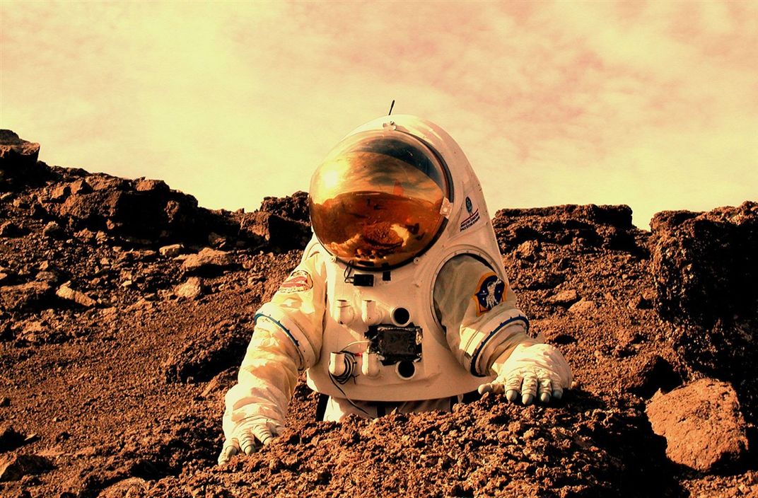 Astronaut working on Mars