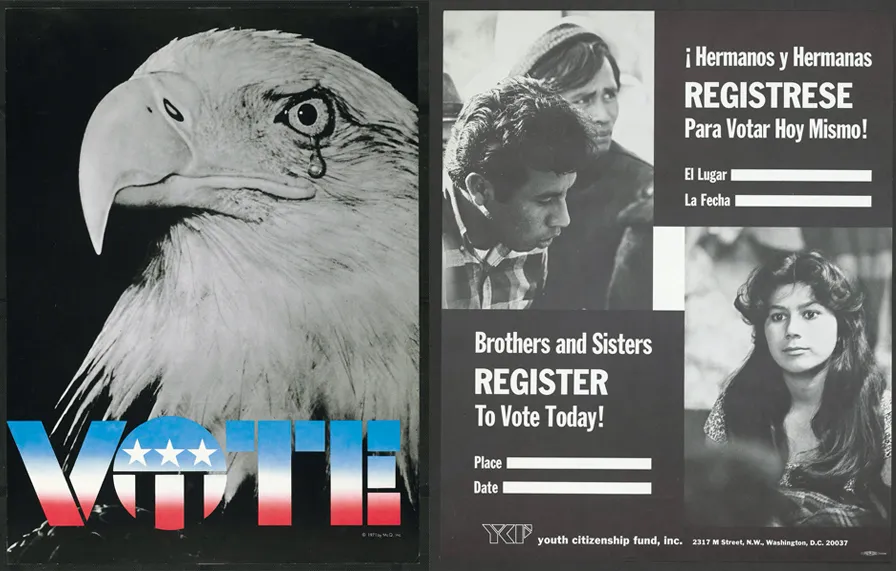 Vote and Registrese posters