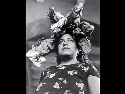 "Only one photo from the 12 I took of her was good, because it was the only one where the iguanas raised their heads as if they were posing," Iturbide says of the picture Nuestra Senora de las Iguanas, 1979