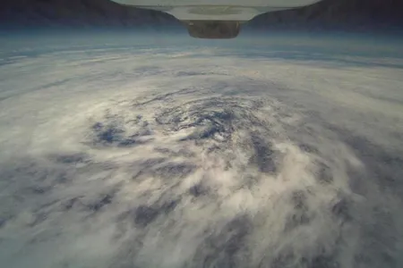 Drone’s-eye view: From 60,000 feet, a NASA Global Hawk observed Tropical Storm Frank swirling over the Pacific in August 2010.