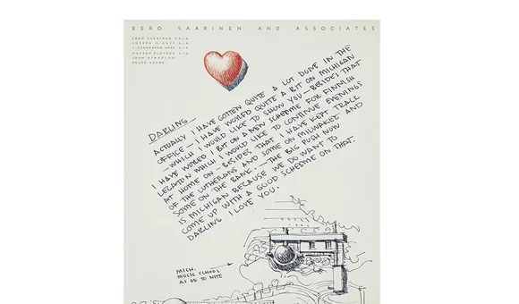 Eero Saarinen letter to Aline B. Saarinen, 1953. Aline and Eero Saarinen papers, 1906-1977. Archives of American Art, Smithsonian Institution.