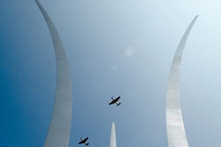 A Heritage Flight over the Air Force Memorial remembers the fallen.
