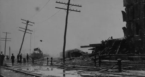 Aftermath of the Black Tom explosion on July 30, 1916