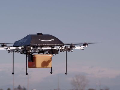 One of Amazon's drones (they're testing several types) in action.