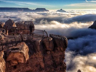 A rare atmospheric anomaly in December filled the Grand Canyon with fog.