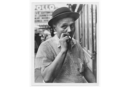 Romare Bearden in Harlem, circa 1950 / unidentified photographer. Romare Bearden papers, 1937-1982. Archives of American Art, Smithsonian Institution.