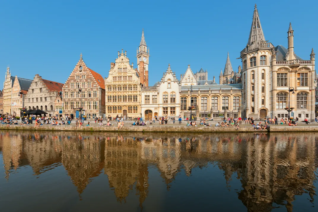 The historic Graslei quay, Ghent