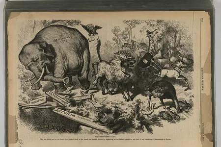 This cartoon was published on November 7, 1874, in 'Harper's Weekly.'