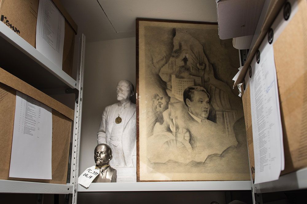 Busts of Lenin inside the archives of the Yeltsin Museum