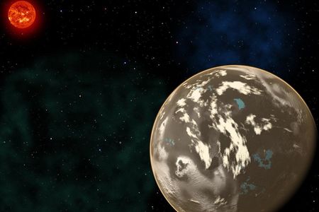 In this artist's conception, a carbon planet orbits a sunlike star in the early universe.