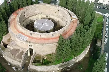 An aerial view of the Mauseoleum of Augustus, which was recently renovated and will open to the public in Rome in 2021. 