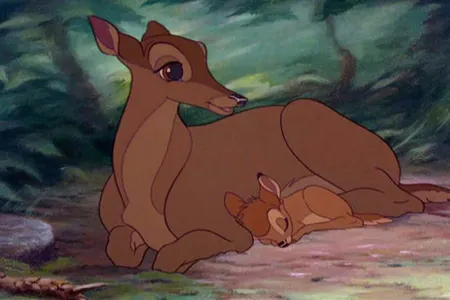 In Bambi, the titular fawn's mother is shot by unseen antagonist "Man" in a notoriously heart-wrenching scene