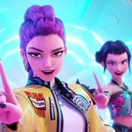OPENER - This image released by Netflix shows characters, from left, Mira, Rumi, Zoey in a scene from “KPop Demon Hunters.”