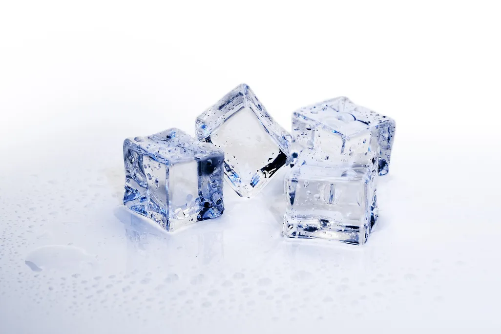 ice cubes on a white background