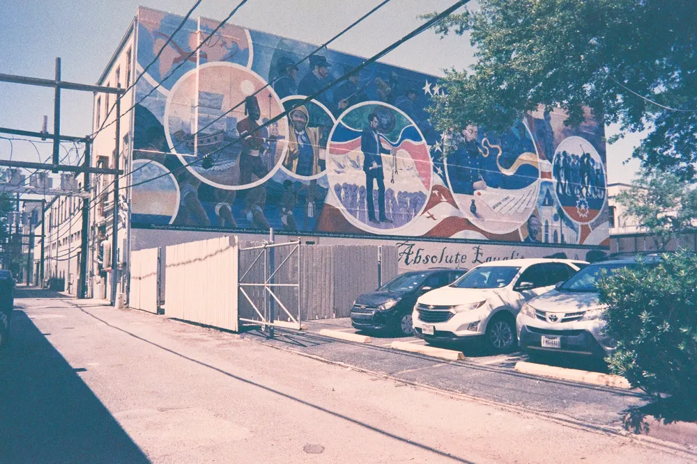 A view of the Absolute Equality Mural celebrating Juneteenth, located on Galveston’s Strand Street